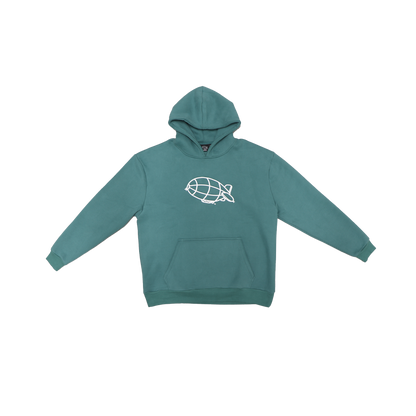 Embroidered green hoodie